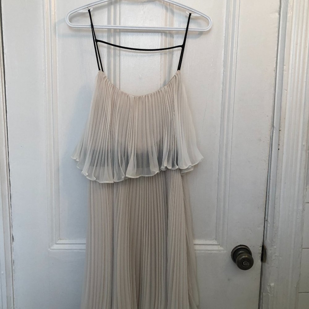 ABS Cream Color Tiered Mini Party Dress